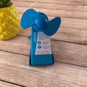 Personal Battery Pocket and Table Desk Fan - Carabiner Clip - Flip Down Stand